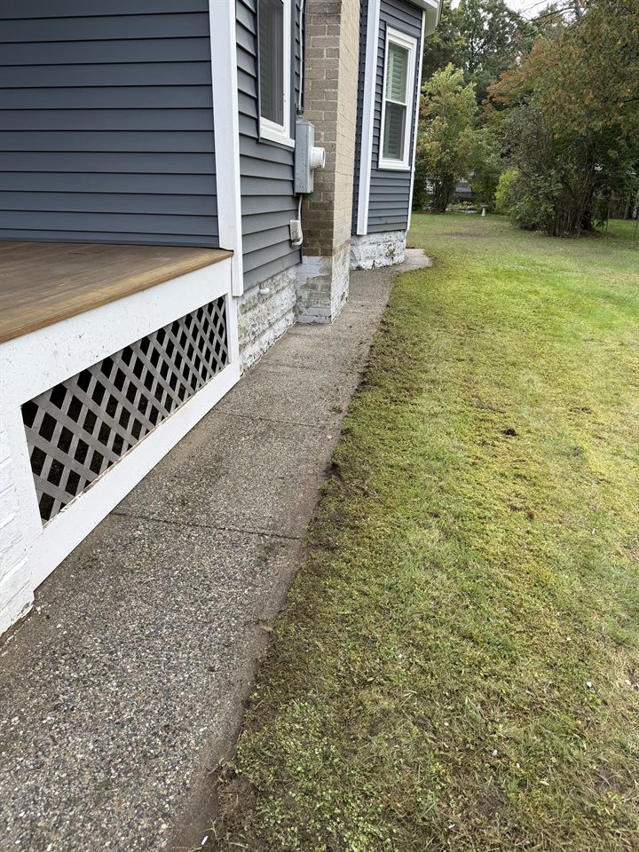 The walkway along the porch after washing